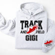 Load image into Gallery viewer, Track and Field Personalized Hoodie Sweatshirt for Mom, Dad or Family Supporters