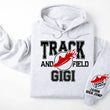 Load image into Gallery viewer, Track and Field Personalized Hoodie Sweatshirt for Mom, Dad or Family Supporters
