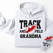 Load image into Gallery viewer, Track and Field Personalized Hoodie Sweatshirt for Mom, Dad or Family Supporters