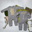 Load image into Gallery viewer, Long Sleeve Wild One First Birthday Romper with Gold Design