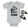 Load image into Gallery viewer, 1st Year Down Football Personalized 1st Birthday T-shirt or Bodysuit