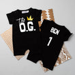 Load image into Gallery viewer, The OG Hip Hop Themed Slim Fit Shorts Personalized 1st Birthday Romper