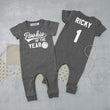 Load image into Gallery viewer, "Rookie of the Year" Basketball Slim Fit 1st Birthday Romper