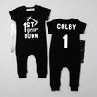 Load image into Gallery viewer, 1st Year Down Football Slim Fit Birthday Romper