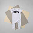 Load image into Gallery viewer, Three Spiderweb 3rd Birthday Slim Fit Short Sleeve Romper