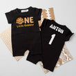 Load image into Gallery viewer, "One Little Gobbler" Personalized 1st Birthday Shorts Romper for Turkey Day