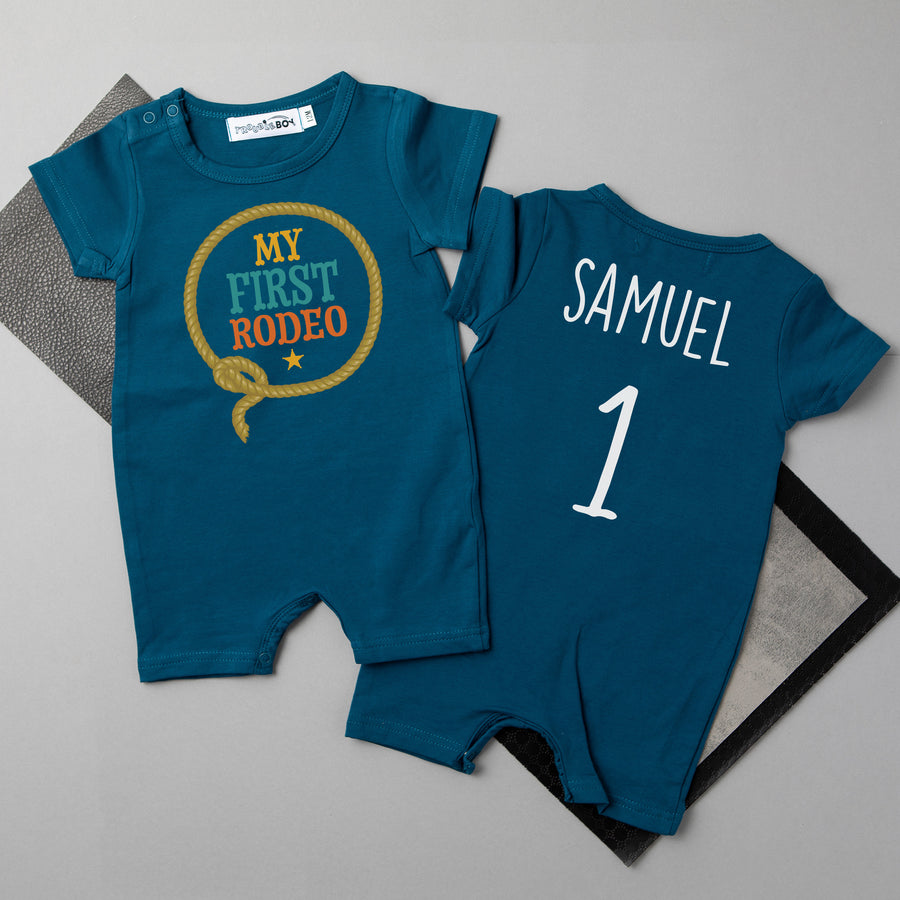 "My First Rodeo" Personalized First Birthday Shorts Romper