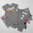 Load image into Gallery viewer, "Choo Choo I'm 2" Personalized 2nd Birthday Shorts Romper