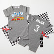 Load image into Gallery viewer, Three Train Personalized Shorts Slim Fit Romper for 3rd Birthday