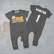 Load image into Gallery viewer, "One Happy Camper" Personalized 1st Birthday Short Sleeve Slim Fit Romper