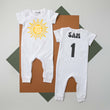 Load image into Gallery viewer, "First Trip Around the Sun" Personalized 1st Birthday Short Sleeve Slim Fit Romper
