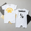 Load image into Gallery viewer, "Halfway Around the Sun" Personalized 1/2 Birthday Shorts Romper