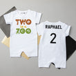 Load image into Gallery viewer, "Two is a Zoo" Personalized 2nd Birthday Shorts Romper