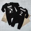 Load image into Gallery viewer, "Boo I'm 2" Personalized 2nd Birthday Black Romper with Long Sleeves
