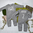 Load image into Gallery viewer, "T is for Two" 2nd Birthday Long Sleeve Romper