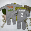 Load image into Gallery viewer, "Two is a Zoo" 2nd Birthday Long Sleeve Romper