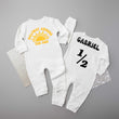 Load image into Gallery viewer, "Halfway Around the Sun" Personalized 1/2 Birthday Long Sleeve Romper