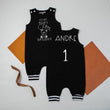 Load image into Gallery viewer, "BEARY FIRST BIRTHDAY" Summer Themed First Birthday Romper with Striped Cuff