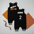 Load image into Gallery viewer, Two Train Personalized 2nd Birthday Romper with Striped Cuff