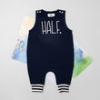 Load image into Gallery viewer, "HALF" 1/2 Birthday Themed Romper with Striped Cuff