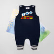 Load image into Gallery viewer, Two Train Personalized 2nd Birthday Romper with Striped Cuff