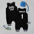 Load image into Gallery viewer, "Rookie of the Year" Romper with Striped Cuff
