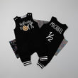 Load image into Gallery viewer, Halfway to One Cookie Birthday Romper with Striped Cuff