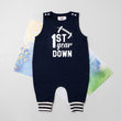 Load image into Gallery viewer, First Year Down Football Romper with Striped Cuff