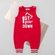 Load image into Gallery viewer, First Year Down Football Romper with Striped Cuff