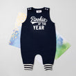 Load image into Gallery viewer, "Rookie of the Year" Romper with Striped Cuff