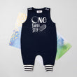 Load image into Gallery viewer, One Small Step Space Themed Striped Cuff Romper