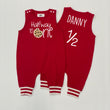 Load image into Gallery viewer, Halfway to One Cookie Birthday Romper with Striped Cuff