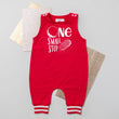 Load image into Gallery viewer, One Small Step Space Themed Striped Cuff Romper