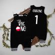 Load image into Gallery viewer, "The Big One" Bobber Personalized Romper with Striped Cuff