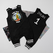 Load image into Gallery viewer, "The Big One" Surf-themed Personalized 1st Birthday Romper with Striped Cuff