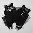 Load image into Gallery viewer, "T is for Two" 2nd Birthday Personalized Romper with Striped Cuff