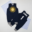 Load image into Gallery viewer, "First Trip Around the Sun" Personalized 1st Birthday Romper with Striped Cuff