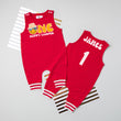 Load image into Gallery viewer, "One Happy Camper" Personalized 1st Birthday Romper with Striped Cuff