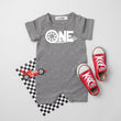 Load image into Gallery viewer, "ONE Tire Tracks" Racecar Themed 1st Birthday Slim Fit Shorts