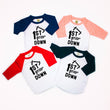 Load image into Gallery viewer, 1st Year Down Football Personalized First Birthday Raglan