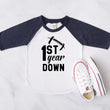 Load image into Gallery viewer, 1st Year Down Football Personalized First Birthday Raglan