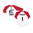 Load image into Gallery viewer, 1st Year Down Football Personalized First Birthday Raglan