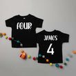 Load image into Gallery viewer, "Four Spiderweb" 4th Halloween Themed Birthday T-shirt