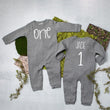 Load image into Gallery viewer, Minimalistic One Long Sleeved Personalized Romper for 1st Birthday