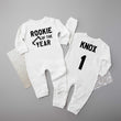 Load image into Gallery viewer, "Rookie of the Year" Football Themed First Birthday Long Sleeve Romper