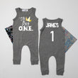 Load image into Gallery viewer, "The Big ONE Crown" Personalized Hip Hop Themed Sleeveless 1st Birthday Outfit