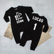 Load image into Gallery viewer, 1st Year Down Football Long Sleeved Personalized Romper