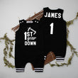 Load image into Gallery viewer, First Year Down Football Romper with Striped Cuff