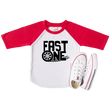 Load image into Gallery viewer, Fast One Racing Themed Personalized 1st Birthday Raglan