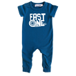 Load image into Gallery viewer, "Fast One" Racecar-themed Slim Fit 1st Birthday Short Sleeve Romper